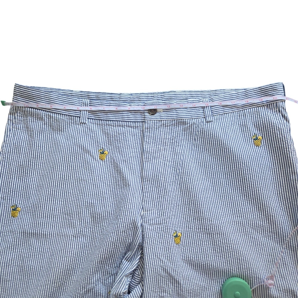 Brooks Brothers Mens 42 Seersucker Shorts Blue White Striped Pineapple Cocktail - Picture 9 of 10